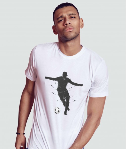 Мъжка тениска с щампа Спортни Илюстрации Football posing dark silhouette - TShirtArtShop.com